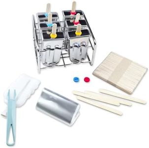 Metal Popsicle Moulds, Stainless Steel Popsicle Holders Popsicle Molds Freezer Ice Cream Mould with Sticks and Bags Set for Home Kitchen