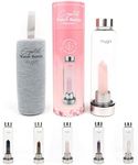 Myga Rose Quartz Crystal Water Bottle - 500ml Glass Drinks Bottle with Natural Healing Crystal & Neoprene Sleeve for Wellness & Self-Care - Gemstone: Rose Quartz