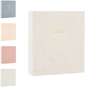 Sugar Paper Baby Keepsake Book, Memory Book from Pregnancy to First Year, Milestone Journal with Pocket Storage, Baby Shower Idea, Gender Neutral Gift, Cloth Hardcover, Flax