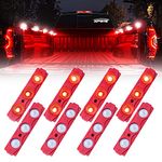 Xprite 24 LED Truck Bed Lights Kit - Red, 12V DC Rock Lights with On/Off Switch for Pickup Footwells, Running Boards, Cargo, Under Car, Side Marker, Tonneau Cover, Rail Lighting - 8 Pods