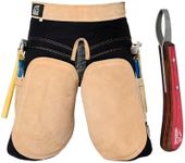 Equine Care cowhide suede leather and canvas Woman Farrier Chaps apron 2 Hoof Knife Pockets with 2 Magnets & 2 Hammer Loops – Ladies Farrier Apron, 23-Inches.