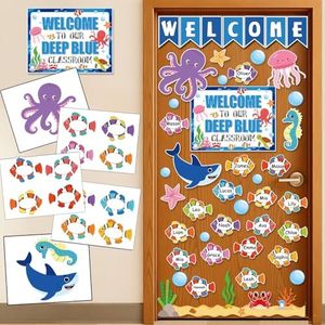 Welcome Back to School Classroom Door Decoration - Marine Life Theme Back-to-School Notice Board Decoration Classroom Notice Board Paper Cutting Primary and Secondary Schools and Kindergartens