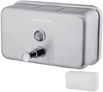 VANNSOO Commercial Wall Mount Stainless Steel Soap Dispenser, Rust-Proof Lining Liquid Hand Sanitizer Dispenser Bathroom 1100 ml / 37 oz. (Horizontal)