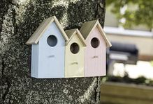 Garden Mile® Novelty 3 In 1 Wooden Wild Garden Bird Houses Nesting Box Predator Proof Small Birds Sparrows, Tits Robin Nester Garden Ornament