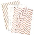 Larcenciel Tissue Paper Sheets, 30 Pcs Metallic Rose Gold Tissue Paper for Wrapping Gifts Gift Bags, Glitter Wavy Striped Tissue Wrapping Paper for Birthday, Wedding, Christmas, Valentines, 50 x 35 cm