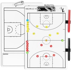 HIGHRAZON Magnetic Basketball Coaches Clipboard, White Double-Sided Dry Erase Coach Board, Tactics Whiteboard with Color Magnetic Sticker and 2 Marker for Coaches Gift