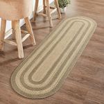 VHC Brands Cobblestone Rug Hall Runner with PVC Pad, Jute Blend, Oval, Tan Grey White, 22x72 inches