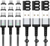 Magnetic Charging Cable,[3-Pack,6.6ft] Magnetic USB-C Cable, Data Transfer &QC 3.0A Fast Charger for Phone-i/Type C/Micro-USB 3-in-1, Premium Nylon Magnetic Charge Cable for Smartphone