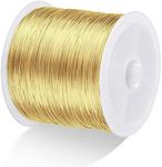 MIKIMIQI 328Ft Jewelry Wire Craft Wire 26 Gauge Tarnish Resistant Jewelry Beading Wire Copper Beading Wire for Jewelry Making Supplies and Crafting, 0.4mm X 100m (Gold)