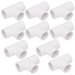 10Pack 3 Way 1/2 Inch Tee PVC Pipe Fittings Connector SCH40 Furniture Build Grade PVC Corner Fittings Elbow Fittings for DIY PVC Shelf Garden Support Structure Tent Connection