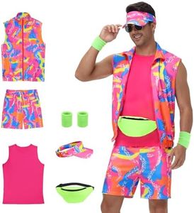 Tosjack 80s Men Workout Costume,80s Outfit Clothing for Adults, Halloween Cosplay Couples Costume Set (L)