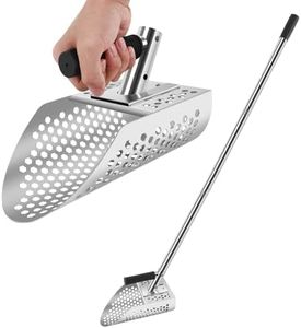 Upgraded Long Handle Sand Scoop - Heavy Duty Metal Detecting Sand Scoop Stainless Steel Shovel for Beach Underwater Treasure Hunting