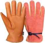OLSON DEEPAK Gardening Gloves,Cowhide Leather Working Gloves Medium,Men and Women Thornproof Work Gloves for Welding,Riding…