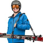 Mata1 Ski Strap & Pole Carrier (Black), Adjustable Shoulder Straps to Carry Skis & Poles w/Ease, Comfortable w/Padded Shoulder Sling, Perfect for Men, Women