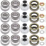 4 Sets 25580 14125A Trailer Bearings Kits, Grease Seals,Spindle Nuts, 2.72" Dust Caps and Rubber Plugs, Cotter Pins, Washers for 5200-7000 lb