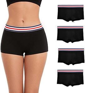 ZLYC Women's Cotton Sporty Boy Shorts Panties Breathable Stretch Workout Underwear Boxers (4 Pack Black, S)