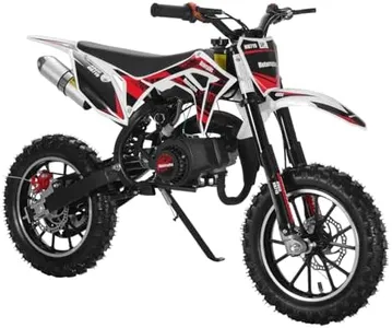 49cc 2-Stroke Kids Dirt Bike,Toddler Gas Power Motocross Off Road Mini Motorcycle Vehicles Children Pocket Motorbike with Front Rear Disc Brakes Ideal Birthday for 8-15 Boy Girl Black