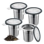 Sekonow 4Pcs Extra Fine Mesh Tea Infuser Tea Strainer with Lid, Large Capacity Tea Strainers Tea Infusers for Loose Tea, 18/8 Stainless Steel Loose Leaf Tea Steeper Tea Diffuser for Teapot, Mug, Cup