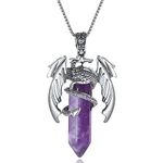 MAIBAOTA Dragon Pendant Necklaces for Men Women Amethyst Crystal Pointed Necklace Natural Healing Crystal Stones Reiki Quartz Gemstone Jewelry