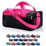 Sports Bag Gym Holdall Men Women Duffel Shoulder Fitness Bag Swimming Pool Bag Travel Holiday Strap Cabin Luggage Weekender Overnight Camping Small 20L Large 40L (Pink, 20 L)