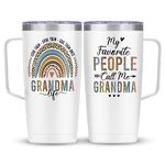 SANDJEST Grandma Tumbler with Handle 20oz Stainless Steel Insulated Tumblers Coffee Travel Mug Nana Cup Gift for Grandmother Grandmom Mimi Grandmas from Grandkids