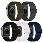 chinbersky 5 Pack Watch Strap Compatible with Apple Watch Straps 49mm 45mm 44mm 42mm, Adjustable Elastic Stretchy Nylon Sport Solo Loop Replacement Bands for iWatch Series Ultra/8/7/6/5/4/3/2/1/SE