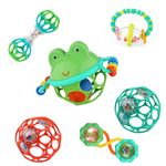 Bright Starts Little Shakers 6pc Gift Set - BPA-Free Easy-Grasp Baby Rattles and Teethers, Unisex, Newborn+