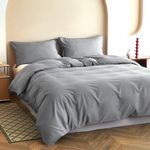 Simple&Opulence King Bamboo Viscose Duvet Cover Set, Silky and Soft Bed Cover Cool Bedding Perfect for Skin and Hair with Pillowcases(230×220cm,Grey)