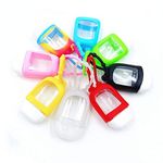 MR. STRONG 8 Pack Travel Plastic Clear Bottles with Silicone Sleeve Leak Proof Refillable Empty Squeeze Containers Flip Cap Random Color (30ml/1oz)