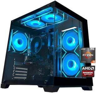 YAWYORE Gaming PC Desktop Computer AMD Ryzen 5 5600GT,16GB DDR4 3200MHz,1TB M.2 NVMe PCle4.0 Gen4,550W 80PLUS PSU,WiFi,Game Design Office Console,Sea View Room, Towers Prebuilt PC (Black)