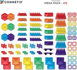 Connetix Rainbow Mega Pack Magnetic Tiles – 212 Piece Set