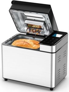 25-IN-1 Bread Maker with Visible Lid | 2lb Automatic Machine, Auto Nut Dispenser, 13-Hour Delay Timer, One-Touch Control & Recipes – Easy Operation, High Success for Homemade Bread