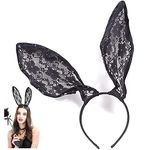 Black Lace Bunny Ears Sexy Playboy Playmate Rabbit Wire Headband Fancy Dress