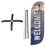 LookOurWay Welcome Church Themed Feather Flag Complete Set with Poles & X-Stand, 5-Feet