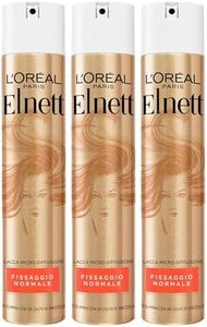 L'Oréal Paris Elnett Lacca Spray per Capelli Fissaggio Normale Micro-Diffusione Formula Protettiva e Illuminante Anti-Umidità Effetto Naturale a Lunga Tenuta - 3 Flaconi da 250ml