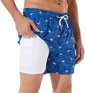 BRISIRA Mens Swim Trunks Bathing Suit 5 Inch Inseam Compression Liner Beach Swim Shorts Swimwear Quick Dry Zipper Pocket