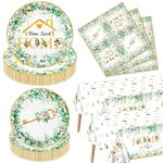 Housewarming Party Decorations - 122pcs Home Sweet Home Party Tableware Set, House Warming Tablecloth, Housewarming Key Plates and Napkins for Welcome Home New Home Wedding Decoration, Serve 40