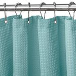 VANZAVANZU Shower Curtain for Bathroom with Metal Hooks Waffle Fabric Shower Curtain Heavy Duty Bath Curtain for Wet Room Bathtub Shower Stall, Weighted Hem, Water Resistant - 92 x 182cm (Turquoise)