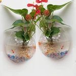 Premier Plants Wall Hanging Fish Bowl Acrylic White Colour with Free Color Stones (12 Inch Pack of 2)