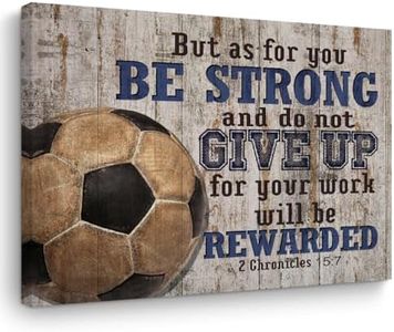 TBT Soccer Gifts Stuff Religious Soccer Canvas Wall Art Wall Decor Inspirational Boys Men Room Rustic Framed Posters Art Prints Artwork Pictures for Soccer Lovers Coach Gym Playroom Farmhouse Bedroom