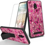 RYUITHDJP for Blu View 2 Phone Case (B130DL) Butterflies Girl Theme with Screen Protector Detachable Stand Phone Case for Blu View 2 Case Soft TPU Stylish Protective Cover