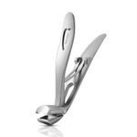 BEZOX Angled Head Nail Clippers for Seniors - Ergonomic Toenail Clipper for Thick Nails, Premium Steel Nail Cutter Trimmer with Catcher for Men and Women - Silver