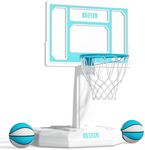 IGL Portable Swimming Pool Basketball Hoop - 32 Inch PC Backboard, Water-Filled Stand for Outdoor Poolside, Durable Goal with 2 Balls & Pump, Family Summer Game