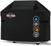 Grillman Premium BBQ Cover, Gas Barbecue Cover fits Weber BBQ, Char Broil, Outback & more, Waterproof, Heavy Duty, Windproof, Rip-Proof & UV Resistant Barbecue Covers (183L x 66W x 130H cm, Black)