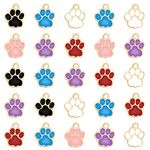 60Pcs 6Colors Dog Paw Footprint Charms Alloy Gold Enamel Animal Puppy Bear Cat Dog Paw Prints Charm Pendant Beads for DIY Jewelry Making Necklace Earrings Bracelet, Zinc, No Gemstone