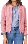 PRETTYGARDEN Women's Knit Cardigan Sweaters Casual Long Sleeve Open Front Button Down Trendy Jackets Outerwear (Pink,Medium)