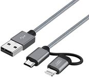 CableCreation 2-in-1 iPhone and Android Charging Cable 4FT/1.2m, Lightning and Micro USB to USB Charging Data Cord MFi Certified for iPhone 14, 13, 12, 11, X, 8, 8 Plus,7, Nexus, LG, HTC, Gray