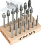 Sworker 20 Pcs 1/8" Shank Carbide Burr Bits Compatible with Dremel Bits Metal Grinding Bits Wood Stone Carving Cutting Engraving Grinder Kit Attachment Rotary Tool Accessories Set Harder Than Diamond