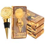 30PCS Golden Rose Flower Wine Stoppers for Wedding,Baby Shower,Bridal Shower or Birthday Party Favors Gifts Souvenirs Decorations Keepsakes for Guests (rose flower theme)