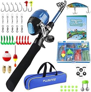 Kids Fishing Pole,Telescopic Fishing Rod and Reel Combos with Spincast Fishing Reel and String with Fishing Line (Black Handle with Spincast Reel, 120CM 47.24IN)